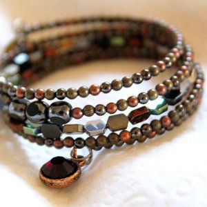 Mixed Metal Memory Wire Cuff Bracelet